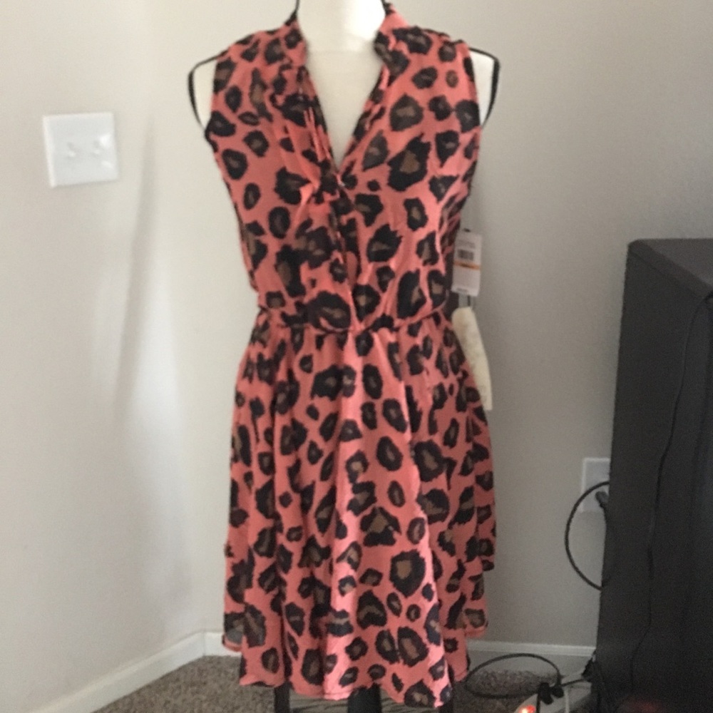 Orange and black leopard print dress